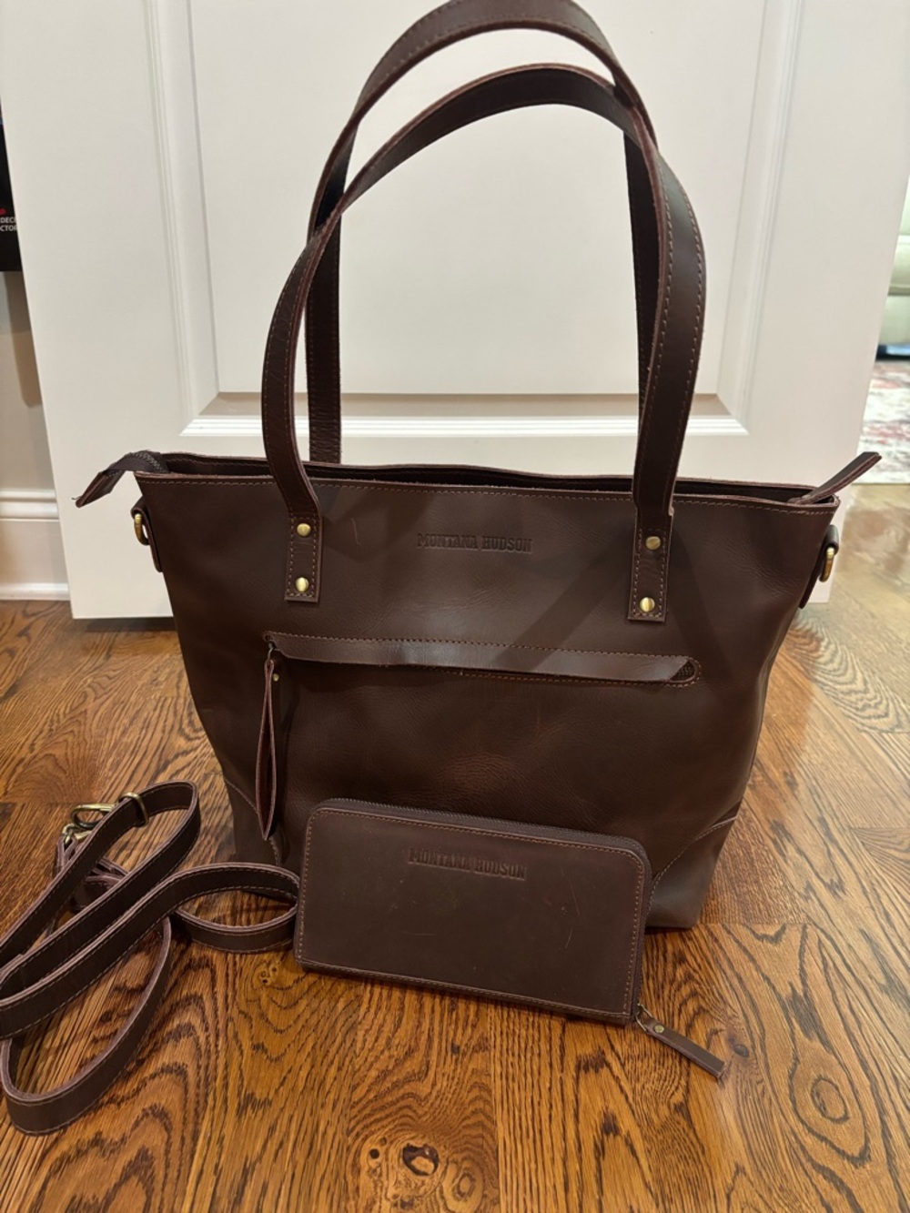 Montana Hudson Brown Leather Shoulder Tote with Wallet